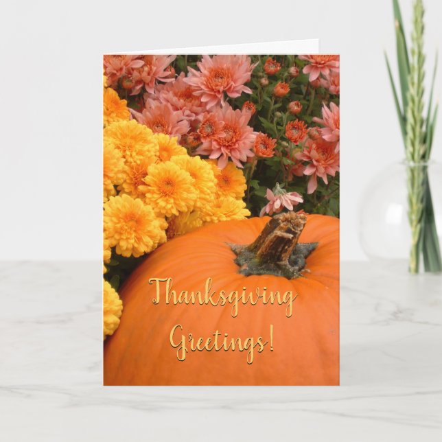 Carte Citrouille Et Chrysanthèmes / Thanksgiving (Devant)