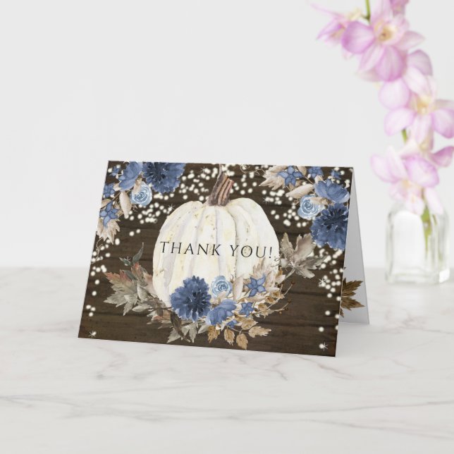 Carte Citrouille floral bleu de la marine Lumière de l'M (Orchidée)