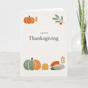 Carte Citrouille géométrique de Thanksgiving minimaliste