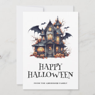 Carte Citrouille Halloween Éffrayante chauve-souri