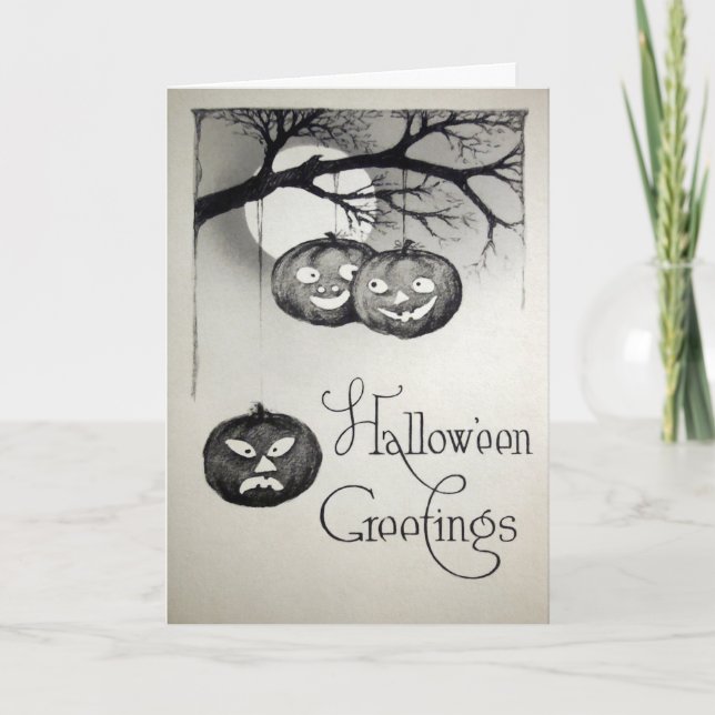 Carte Citrouille Halloween vintage (Devant)