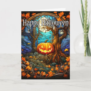 Carte Citrouille lumineux   Bonne Halloween