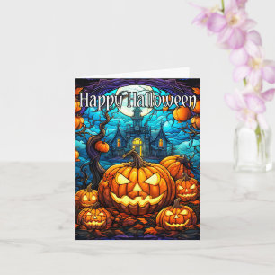 Carte Citrouille lumineux   Bonne Halloween