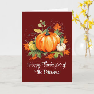 Carte Citrouille Maple Trees Bon thanksgiving Feuille