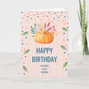 Carte Citrouille orange sur le rose et l'anniversaire de