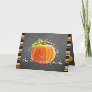 Carte Citrouille orange verte personnalisée motif rayure