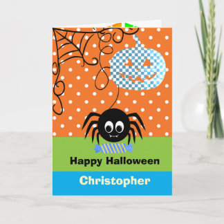 Carte Citrouille Personnalisée Araignée Halloween pour G