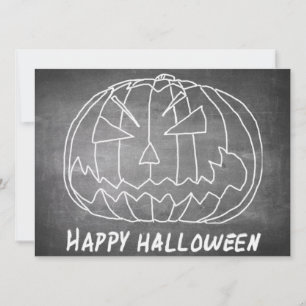 Carte Citrouille pour Halloween 5 aspect tableau noir