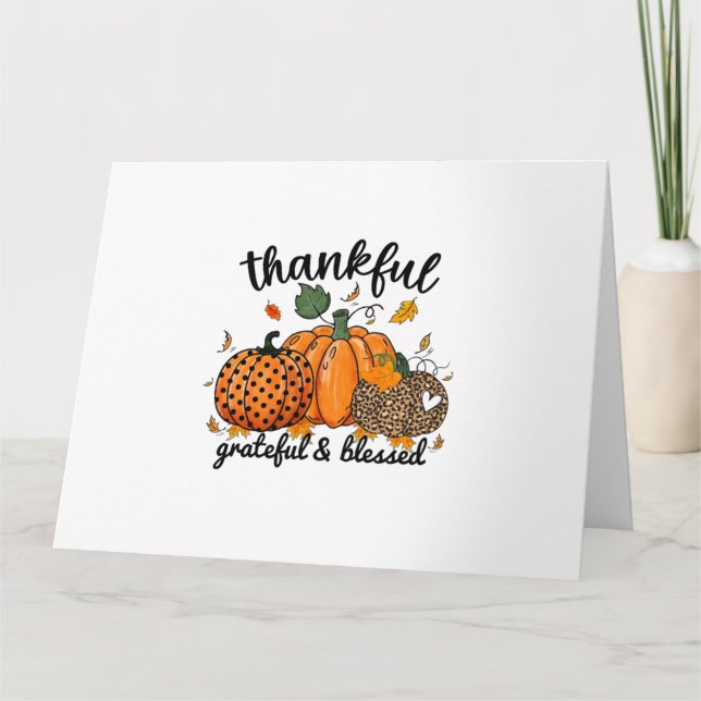 Carte Citrouille Reconnaissante Grateful Et Bénie  (Devant)