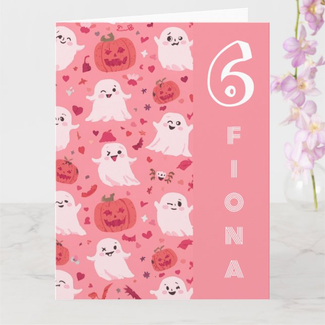 Carte Citrouille rose Surprise Fantomatique (Orchidée)
