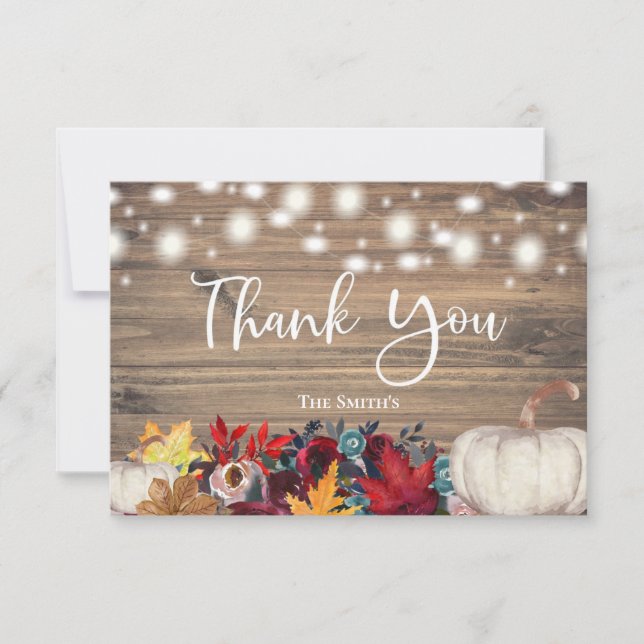 Carte Citrouille rustique Turquoise Orange Bourgogne Mer (Devant)