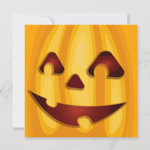 Carte Citrouille sculpté souriant design Halloween