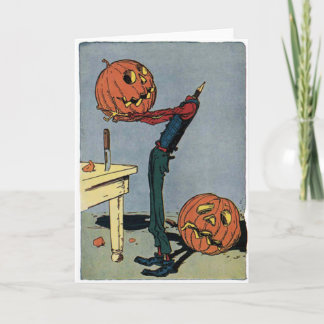 Carte Citrouille se caresse la tête - Halloween