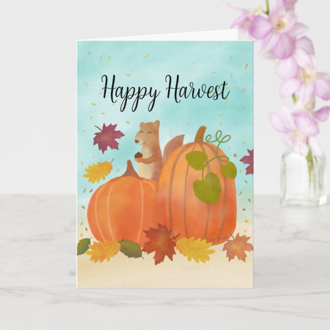 Carte Citrouilles d'automne Récolte de feuilles d'automn (Orchidée)