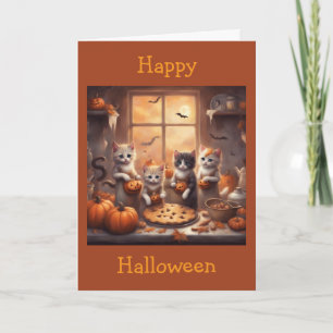 Carte Citrouilles de chatons Chauves-souris et biscuits