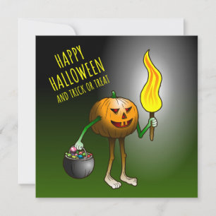 Carte Citrouilles d'Halloween des friandises ou un sort
