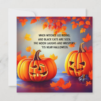 Carte Citrouilles d'Halloween Jack o Lanterne Automne Or