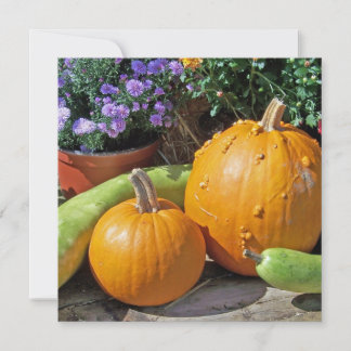 Carte Citrouilles et fleurs d'automne