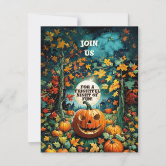 Carte Citrouilles et rayon de lune Halloween Bash