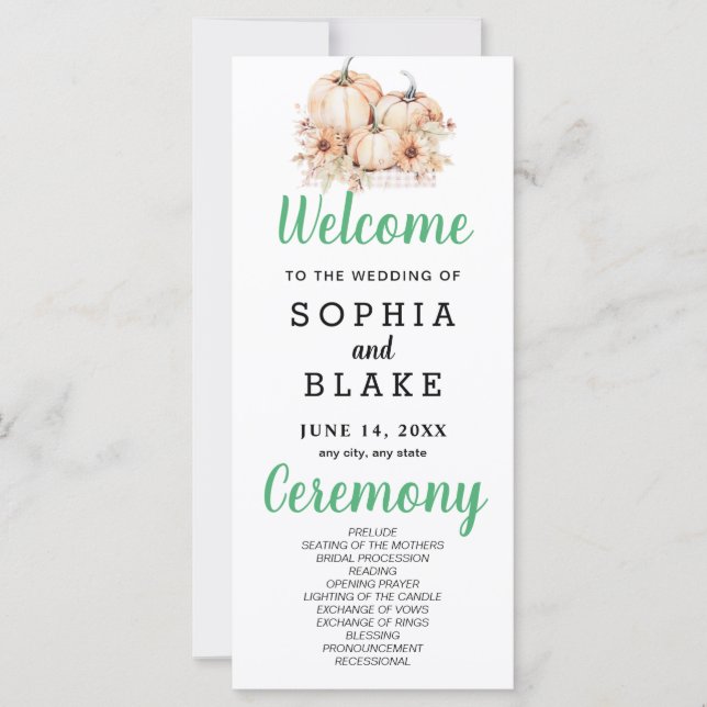 Carte Citrouilles et tournesols Automne White Wedding Pr (Devant)