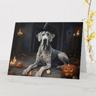 Carte Citrouilles Great Dane Halloween Épouvantable Flip