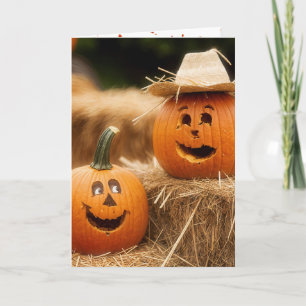 Carte Citrouilles Heureuses de l'Automne sur des Balles 
