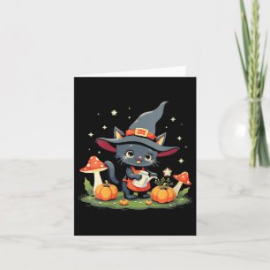 Carte Citrouilles Magiques Arrosées par un Chat Noir Sor