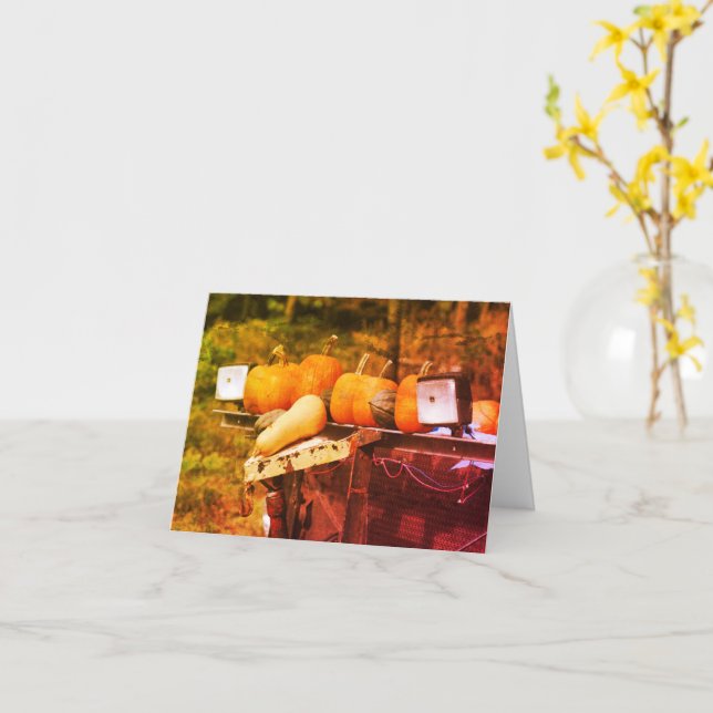 Carte Citrouilles Sur Camion Note Vide D'Automne (Fleur jaune)