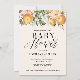 Carte Citrus, orange + baby shower virtuel en fleur