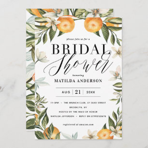 Carte Citrus, oranger + fleur fête de la douche nuptiale