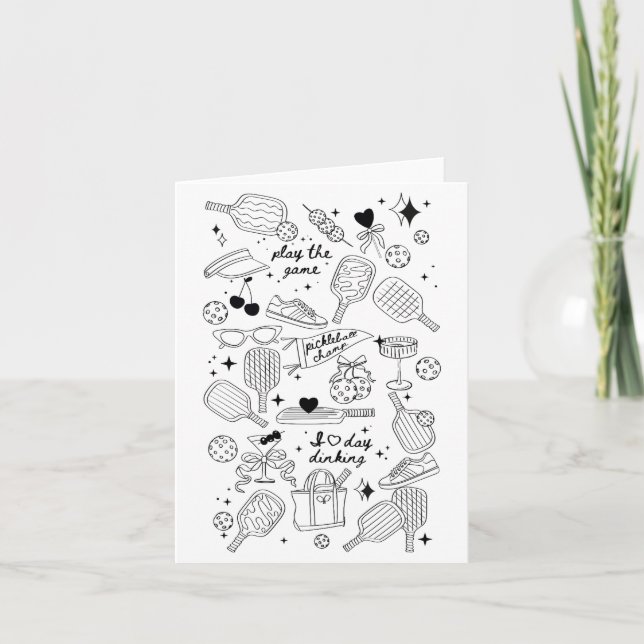 Carte Ckleball Doodles In Black On Beige Retro Comfort C (Devant)