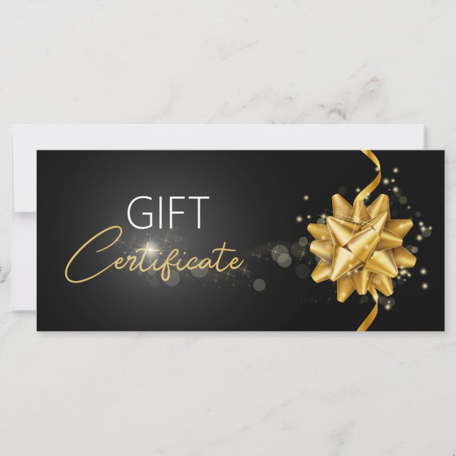 Carte Clair Lumineuse Bow ronde or Élégant cadeau noir (Devant)