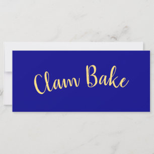 Carte CLAM BAKE Fancy Fun Text Royal Blue Arrière - plan