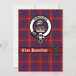 Carte Clan Hamilton Crest et Tartan Christmas Card