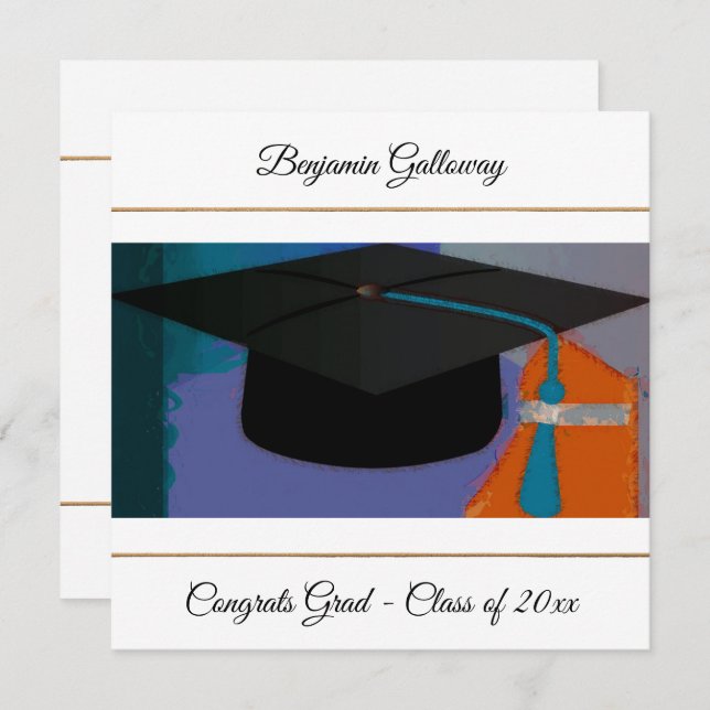 Carte Clapet de graduation graphique moderne Purple Gold (Devant / Derrière)
