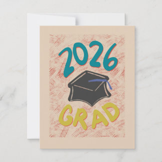 Carte Class of 2026 Grunge Style Graduation Announcement