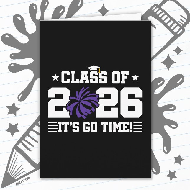 Carte Class of 2026 Purple Cheer Graduation It’s Go Time (Créateur téléchargé)