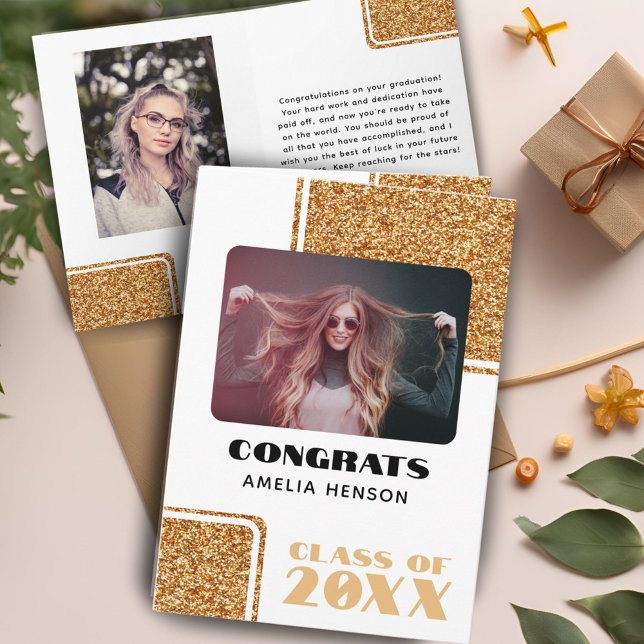 Carte Classe 2024 Félicats Parties scintillant d'or 2 Ph (Créateur téléchargé)