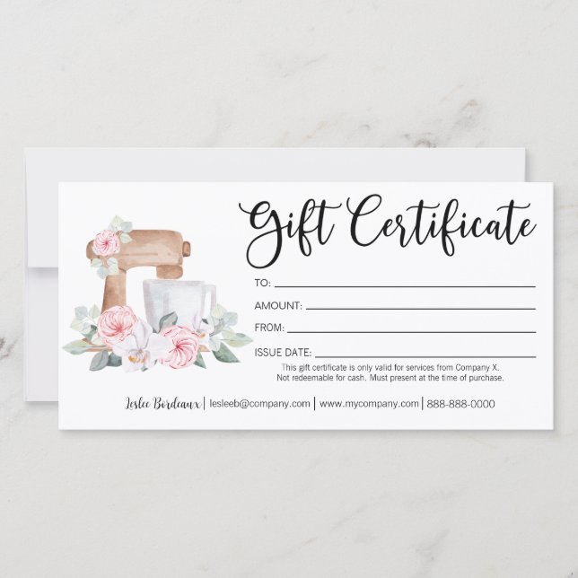 Carte Classe cuisine Boulangerie Certificat cadeau (Devant)