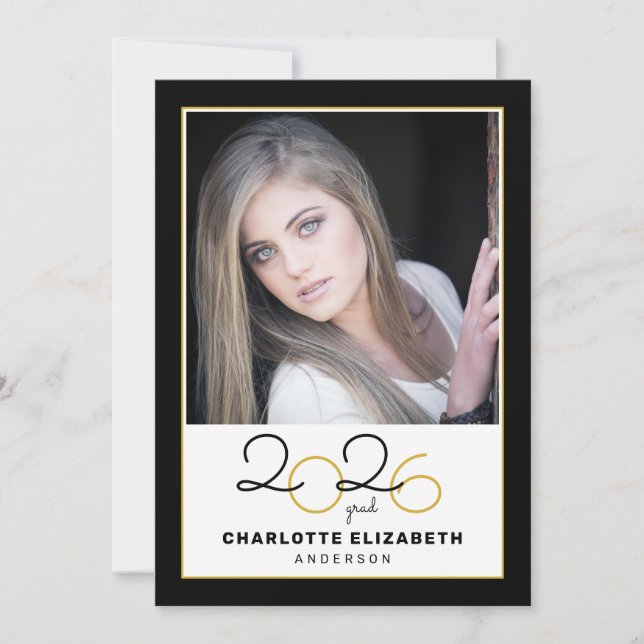 Carte Classe de 2025 Grad Script 2 Photo Graduation Part (Devant)