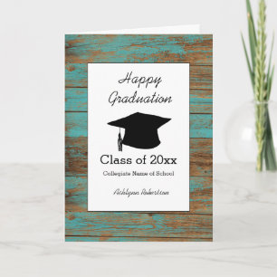 Carte Classe de bois Turquoise rustique de 2024 Graduati