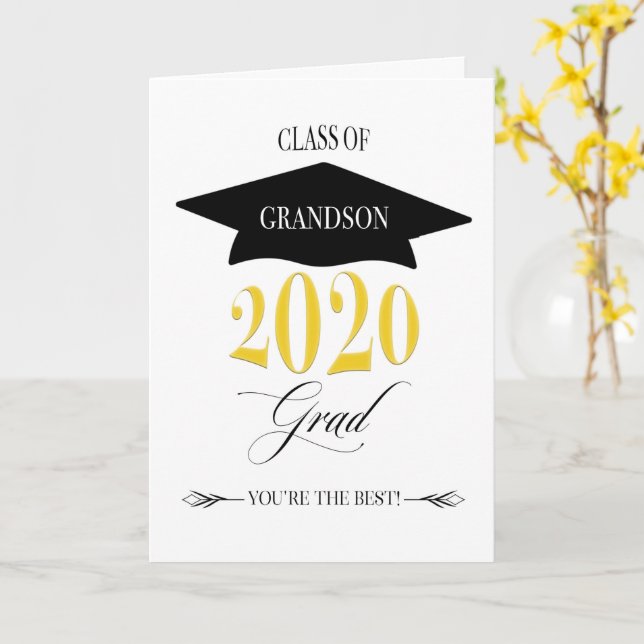 Carte Classe de Graduation de 2020 pour Grand-fils (Fleur jaune)