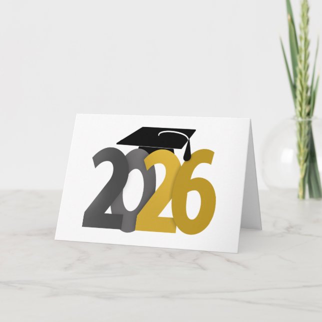 Carte Classe or et argent de 2026 Graduation (Devant)
