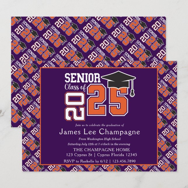 Carte Classe pourpre et orange de 2025 (Devant / Derrière)