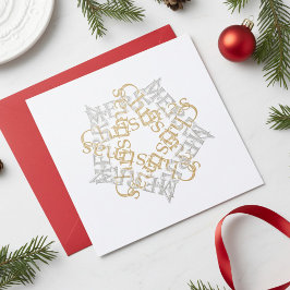 Carte Classic Christmas Star Gold Silver Calligraphy Art