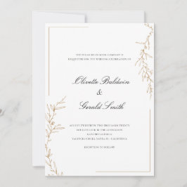 Carte Classic Elegant Mariage de branche de fleurs d'or
