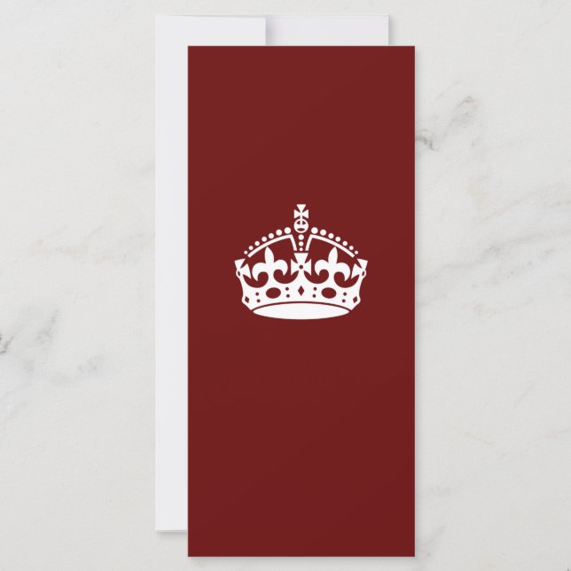 Carte Classic Keep Calm Crown sur Bourgogne Rouge (Devant)