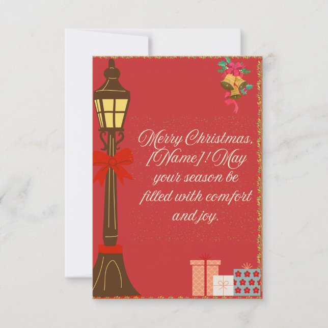 Carte Classic Maroon Christmas Card – Cream Script Holid (Devant)