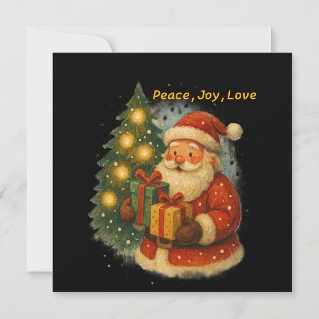 Carte Classic Santa Under the Tree  Flat Christmas Card (Devant)