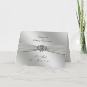 Carte Classic Silver 25e Mariage Anniversaire Card